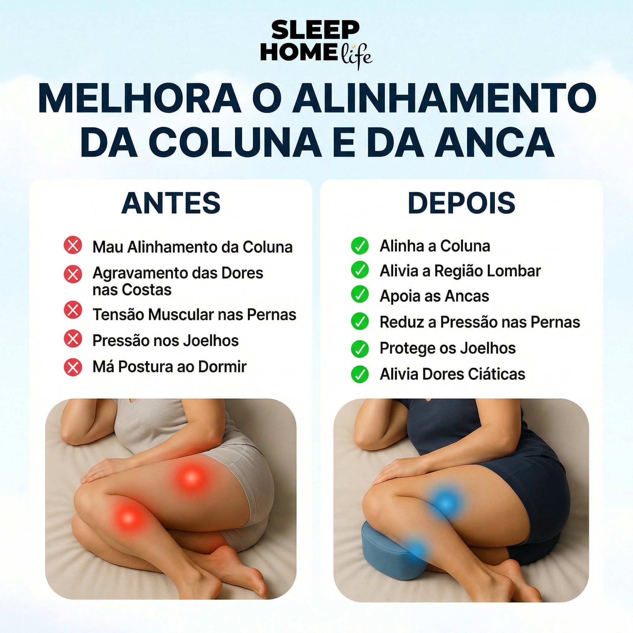 SLEEPHOMELIFE - Almofada para Isquiático, Perna e Anca