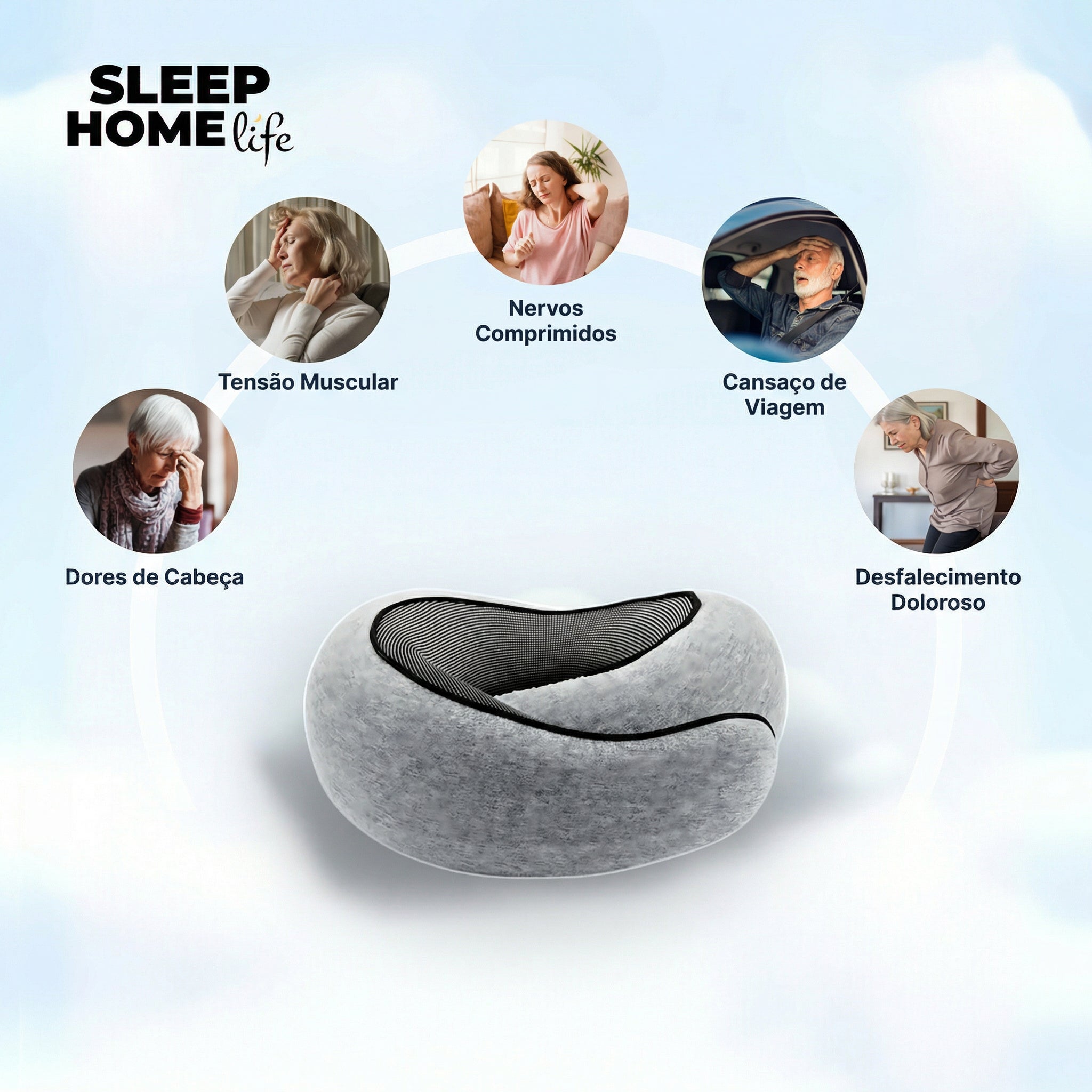 SLEEPHOMELIFE - Almofada de Pescoço para Viagem e Avião
